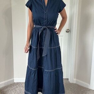 JS Boutique Dark Blue Maxi Dress with Tie Waist